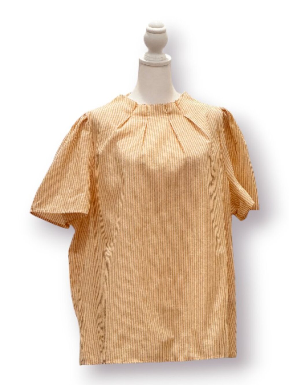 SHEIN Curve Orange White Stripe Mock Neck Pleated Blouse Top Plus 2XL NWOT